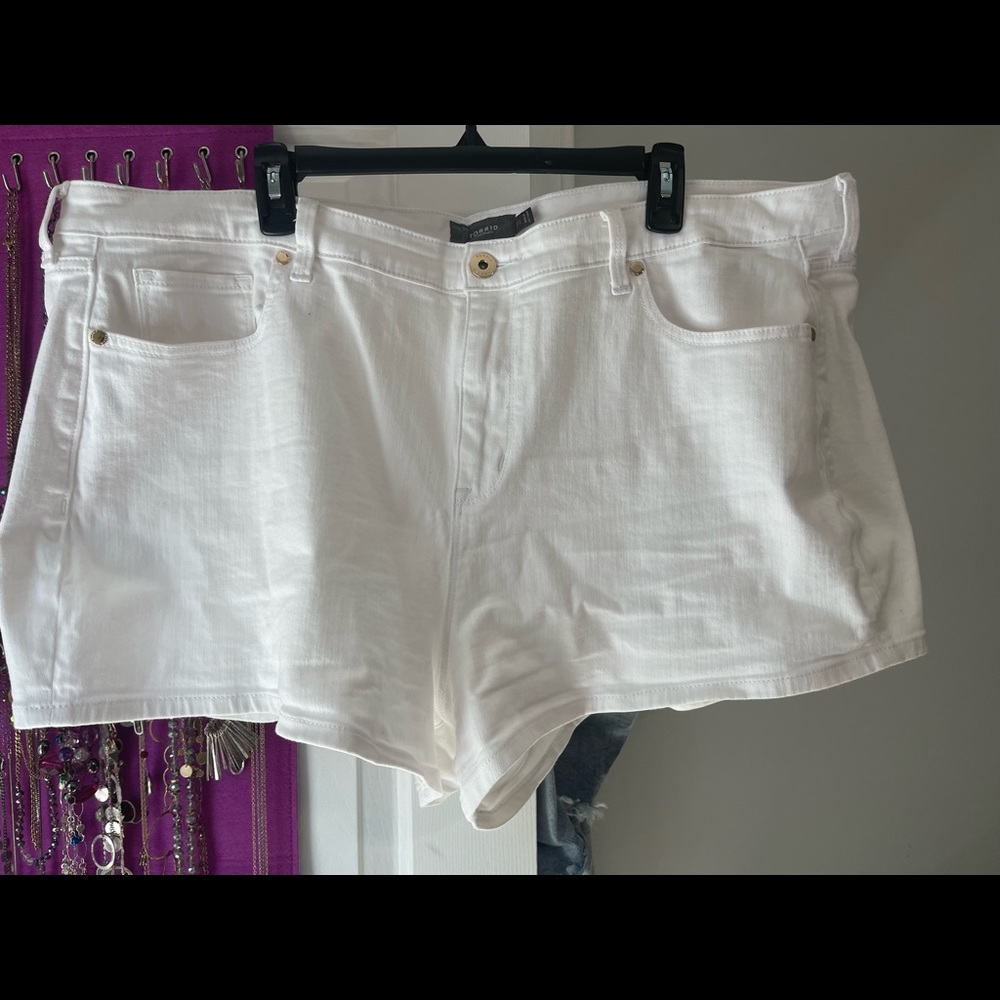 Torrid white jean shorts